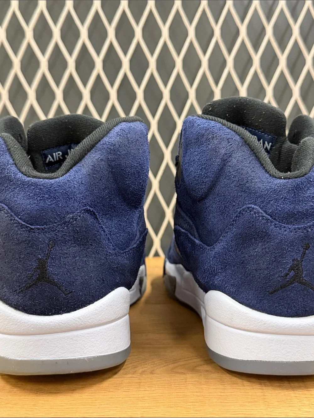 Jordan Navy Blue Suede High-Top Sneakers with White Midsole
